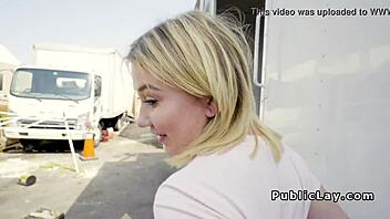 Dude Makes Blonde Laugh Before Fucking Her Publicly