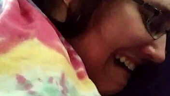 Husband Fingers Tight Pussy and Ass of Nerdy Brunette Wife in Wild Session