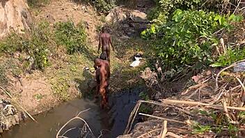 strangers fuck teen girl in the river roughly!