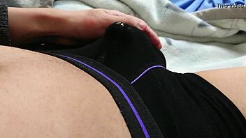 pants inner ejaculation followed by intense handwork for more release in this asian scene.