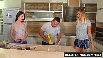 Euro sex parties at realitykings: intense cowgirl anal banging and blowjob in bedroom!