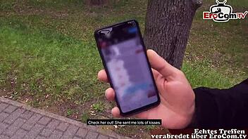 Skinny blonde teen gets picked up for outdoor sex
