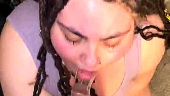 Big black cock fucks chubby girl’s mouth