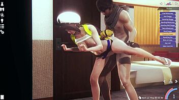 anime playing from the back in 3d porn