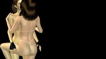 animated 3d cartoon of cute girls in lesbian fun with kisses and rubs