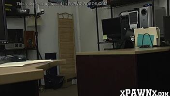 the little redhead temptress fucks in the pawnshop to earn money