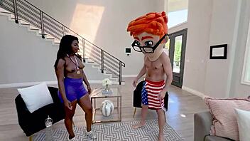 Tessa rides big cock on sofa. Will she squirt or get facial?