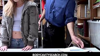 Hot blonde teen Kate Kenzi caught shoplifting by horny mall cop.