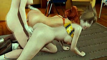 futa overwatch trio tracer, brigitte, dva in 3d action