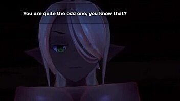 Anime elf gives titjob after face sitting