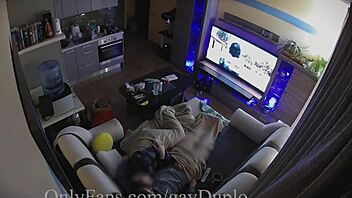 Relaxing with a show on Netflix featuring homemade gay couple scenes.