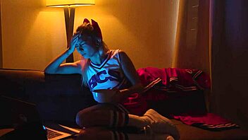 Blonde cheerleaders lick and toy shaved pussy