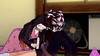 Tanjiro Nezuko Demon Slayer Hentai Sex With Blowjob Handjob Cumshot