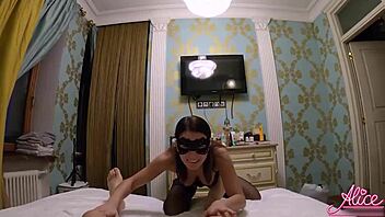 Wow! Brunette in Stockings Gets Hard Fucked by Lover and Swallows Cum!