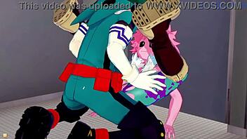 Mina Ashido And Momo Yaoyorozu Seduce Izuku Midoriya Into Intense Sex With Big Tits And Creampie In Hentai