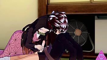 Tanjiro Nezuko Demon Slayer Hentai Sex With Blowjob Handjob Cumshot