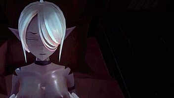 Anime elf gives titjob after face sitting