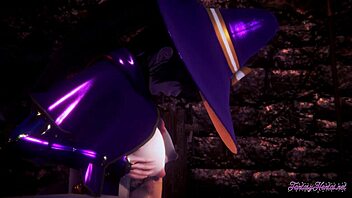 Genshin Impact 3D hentai featuring Mona in anime style.