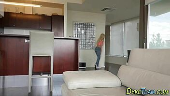 teen 18+ les domina straps on to pound milf hard. bound babe gets fingered and rimmed rough.