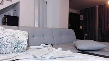 gabriela showing off pregnant belly on webcam