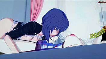 Futa Motoko Kusanagi plays with geisha's girl dick in Ghost in the Shell futanari hentai!