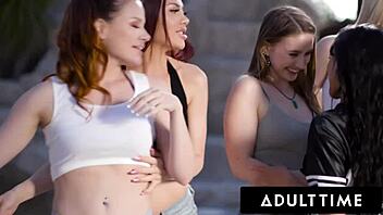 Alison Rey And Skye Blue Engage In Rough Lesbian Gangbang Orgy In Public Park