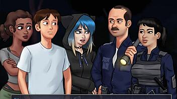 Adult cartoon with big tits and anime-like game