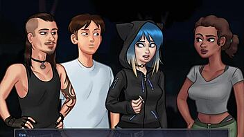 Adult cartoon with big tits and anime-like game