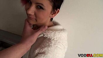 amateur brunette sucks and rides shaved pussy