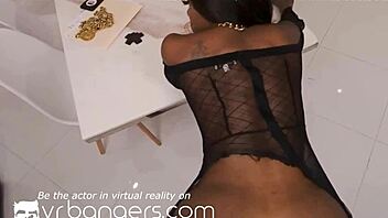 Beautiful black singer gets cheered and fucked in VR