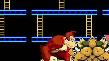 Gaycreampie action with Bowser Koopa and Donkey Kong against Mario in Mugen game