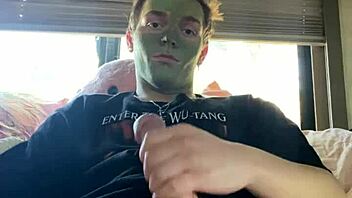 fit guy says, stroke my cock during skin care?