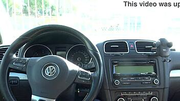 Real cuckold wife deepthroats fan outdoors