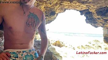 Rob Silva and Ken going at it hot in public beach scene