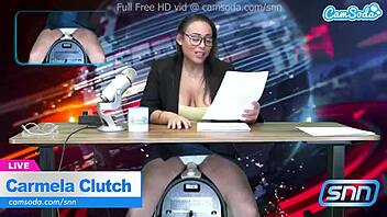 news anchor carmela clutch cums hard on live tv