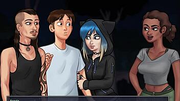 Adult cartoon with big tits and anime-like game