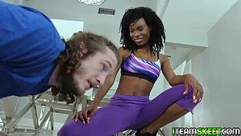 Blowjob and doggy action with hot ebony teen