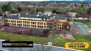 Hey, Perv Principal Spanks And Licks Pussy In Office