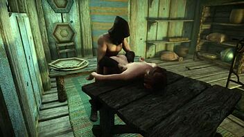 Ysolda bound tight for rough 3D roleplay assfucking