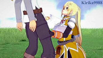 darkness and kazuma satou have intense sex in konosuba hentai