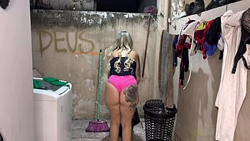 Hey, Hired Maid With Shorts Wedged In Big Ass! 😍