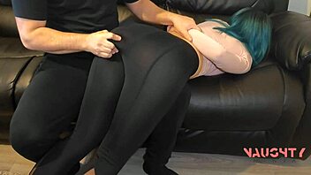 Step-sister learning realistic self defence with instructor