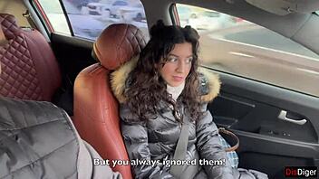 Risky Public Sex In Car With Huge Cum On Face