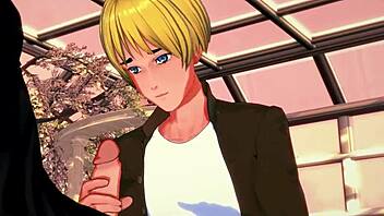 Intense gay sex with Eren and Armin in anime