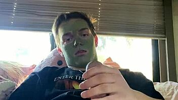 fit guy says, stroke my cock during skin care?