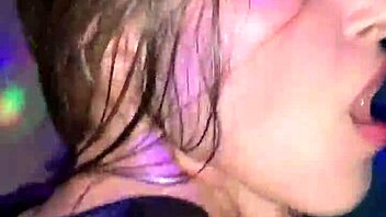 VIP nightclub action: big ass bouncing on the pole while getting a deepthroat blowjob