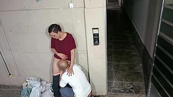 teacher in costume seduces student behind school in anime hentai workout scenario