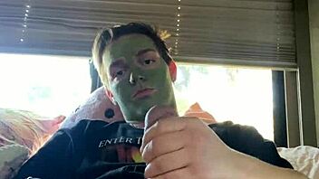 fit guy says, stroke my cock during skin care?