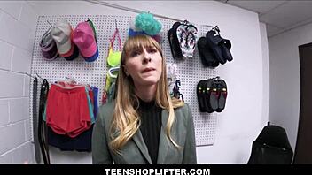 Big tits shoplifter GETS CAUGHT and avoids charges with officer