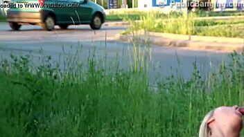 Public Gangbang: Pretty Blonde in Street Orgy Threesome?